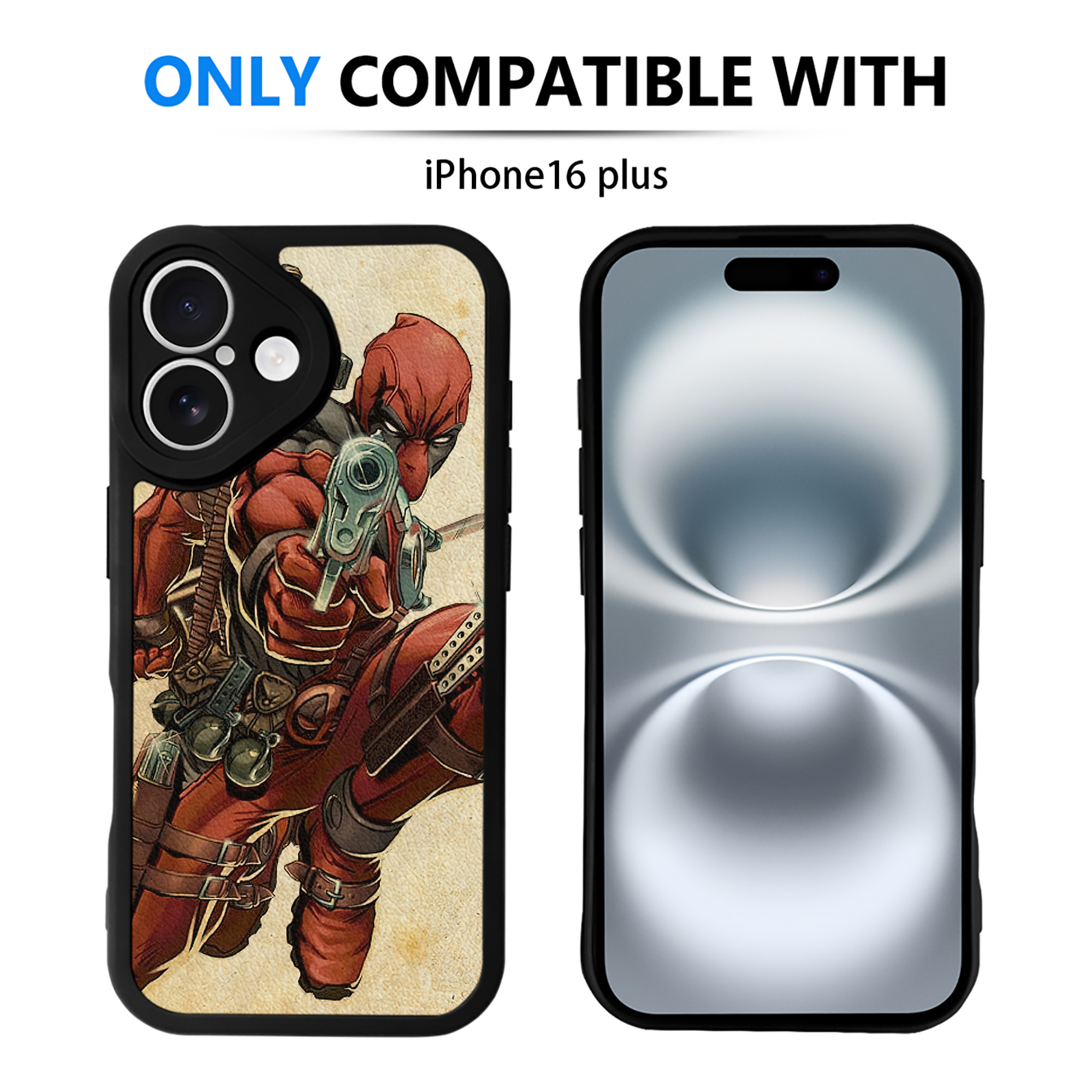 （画像用） Deadpool デッドプール 【iPhone 16シリーズ対応】シリコンスマホケース（レザー調） 材質：シリコン